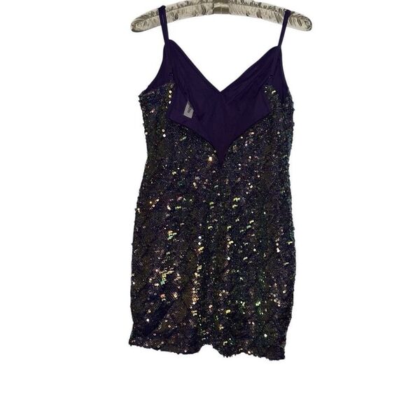 Faeriesty Purple Spaghetti Strap Sequin Bodycon Party Mini Dress Ladies Small - Picture 4 of 15